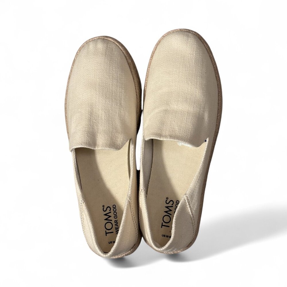 TOMS Carolina Platform Espadrille Slip-On Shoes Neutral Beige Canvas Size 8 - Picture 4 of 6